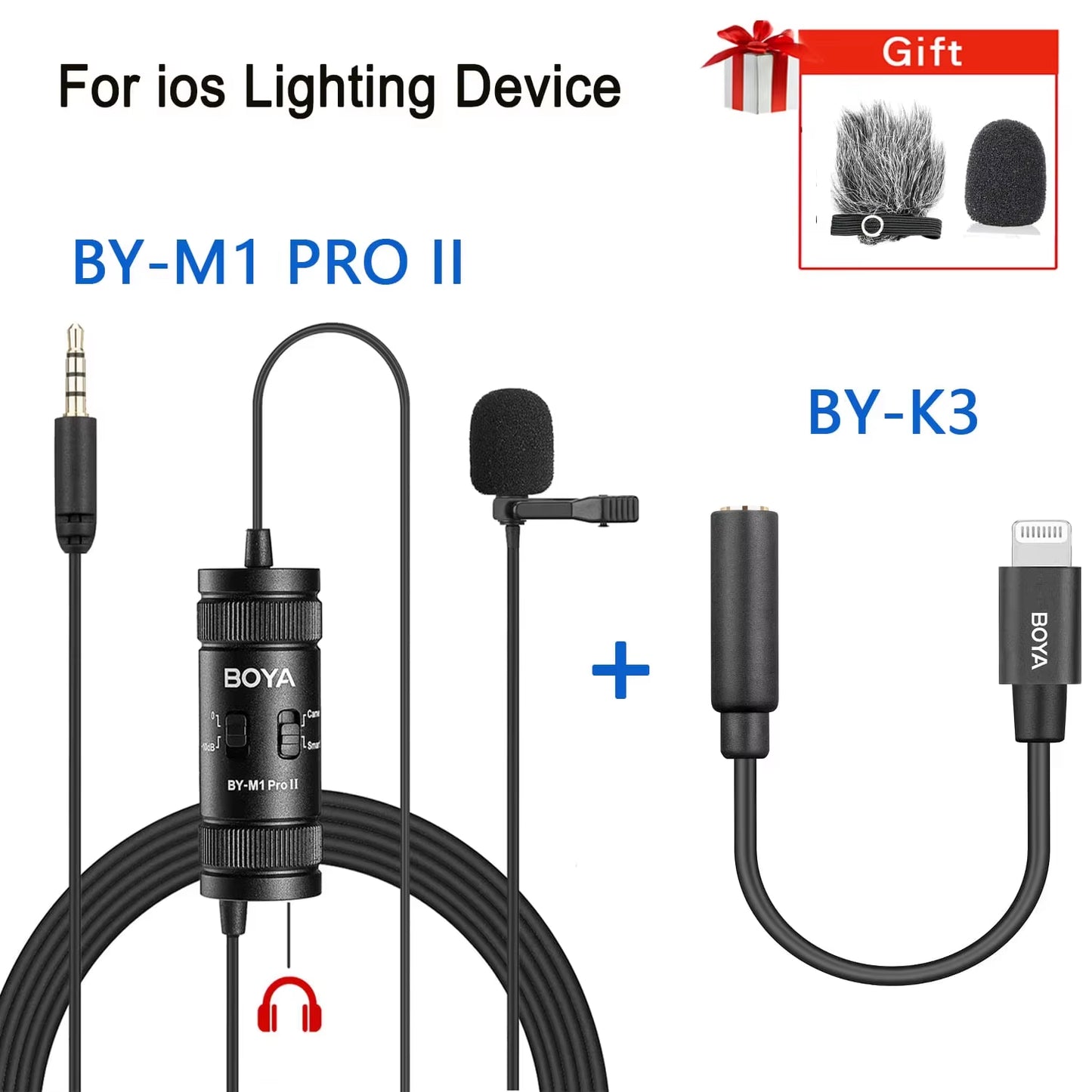 BOYA BY-M1 Pro II Lavalier Microphone – 3.5mm TRRS | Smartphone, PC & Camera Compatible