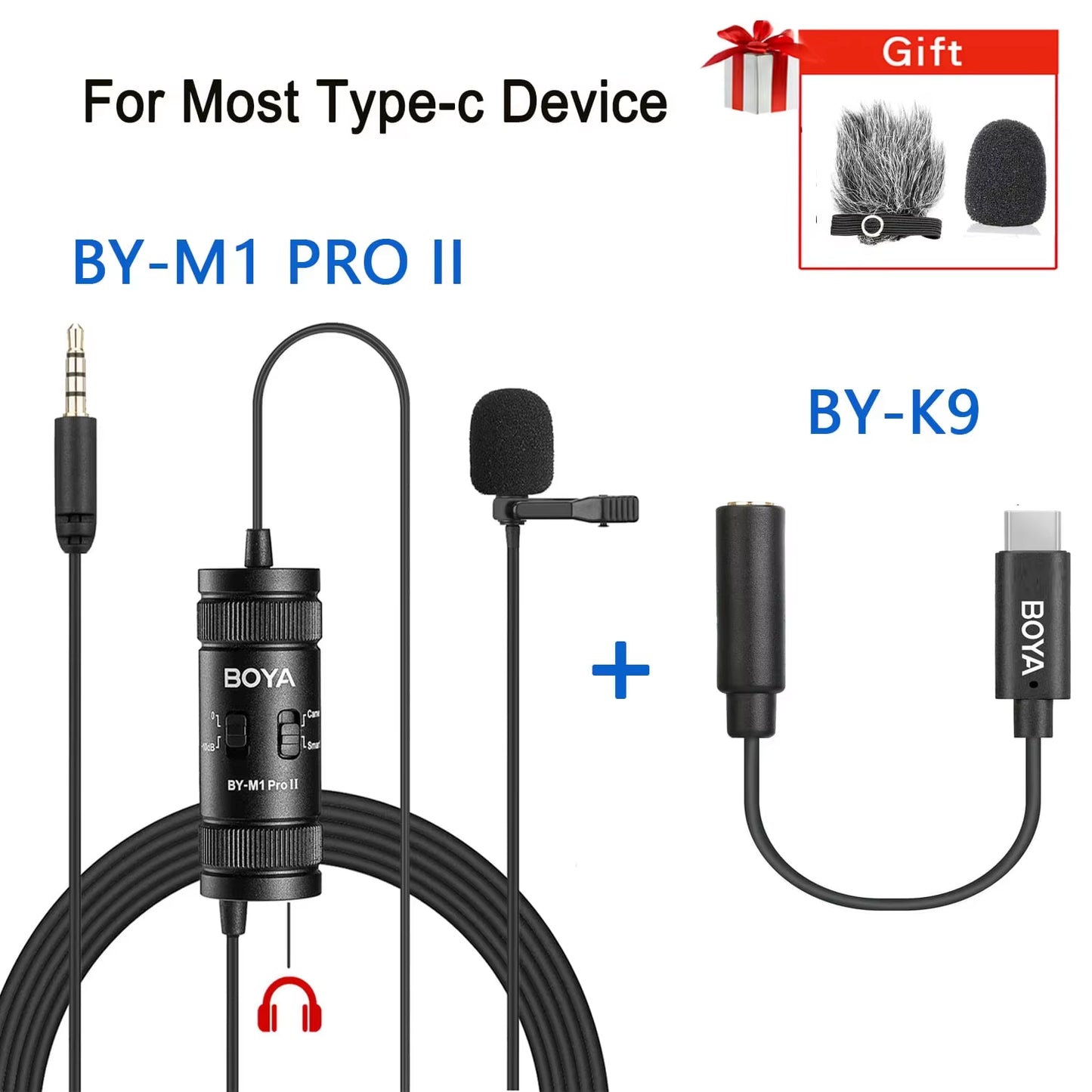 BOYA BY-M1 Pro II Lavalier Microphone – 3.5mm TRRS | Smartphone, PC & Camera Compatible