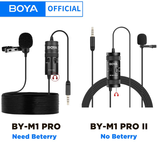 BOYA BY-M1 Pro II Lavalier Microphone – 3.5mm TRRS | Smartphone, PC & Camera Compatible