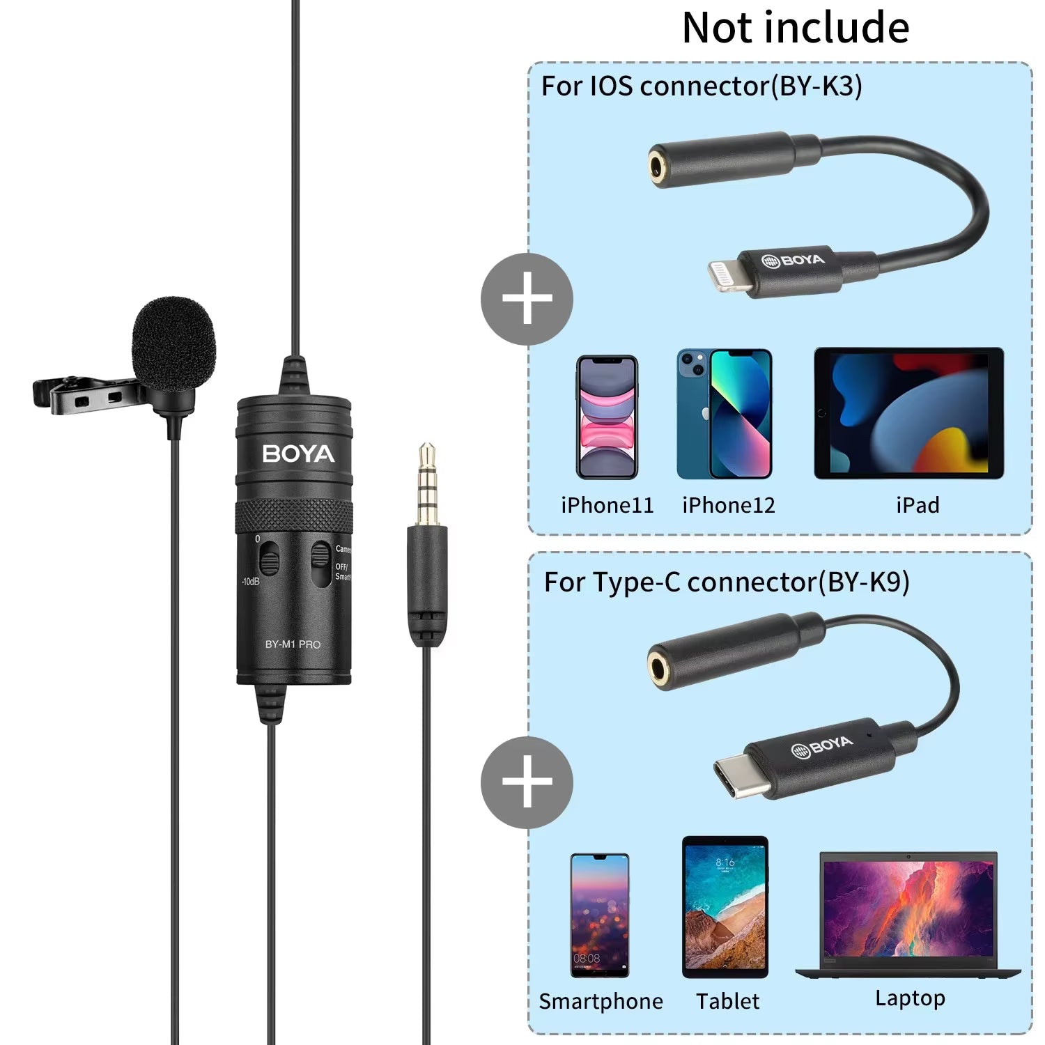 BOYA BY-M1 Pro II Lavalier Microphone – 3.5mm TRRS | Smartphone, PC & Camera Compatible