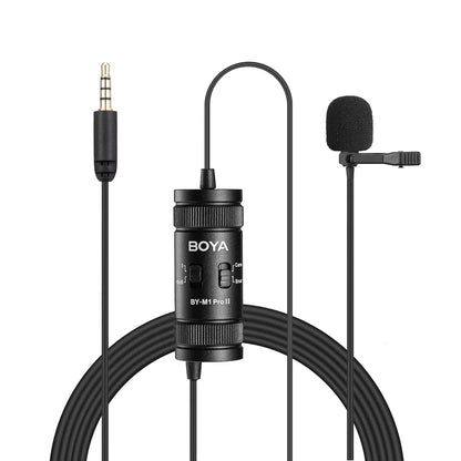 BOYA BY-M1 Pro II Lavalier Microphone – 3.5mm TRRS | Smartphone, PC & Camera Compatible